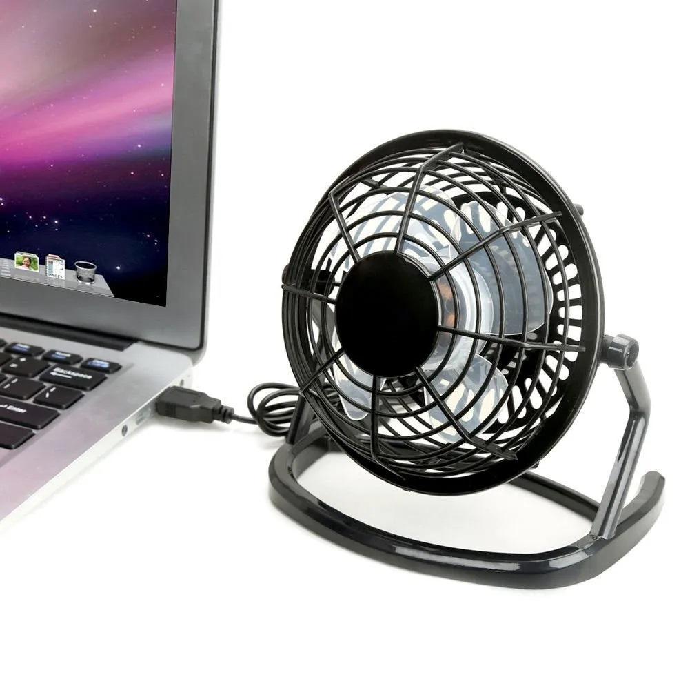 USB Portable Rotation Silent Fan Desk Cooler for Laptop Notebook Desktop PC Ofiice Summer Cooling Fan 4 Blades Rotatable Fans