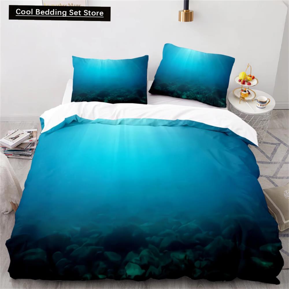 Wave Duvet Cover Set,Sea Ocean Nautical Bedding Set Sailboat Comforter Cover,Queen/King/Full/Twin Size Polyester Quilt Cover