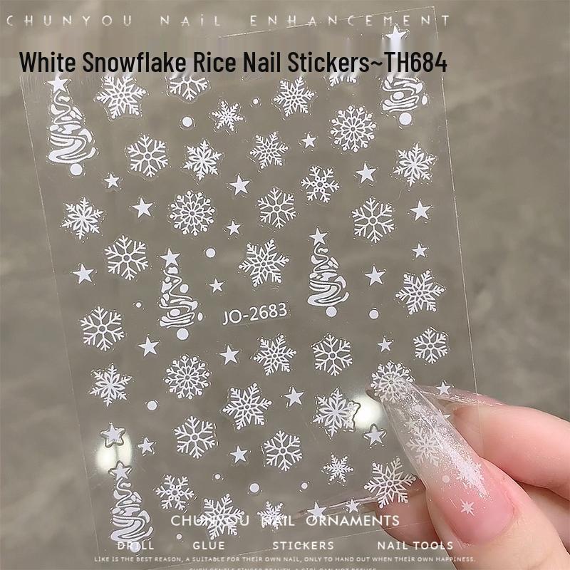 2024 Crystal Diamond Snowflake Nail Stickers - Christmas Tree & Snowman Designs