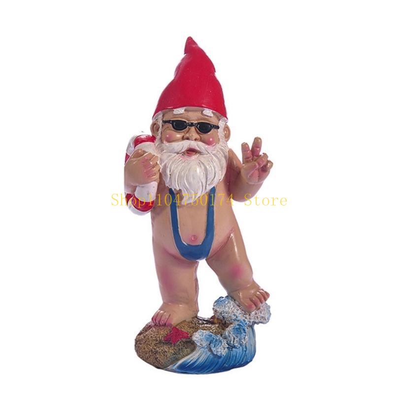 Hilarious Resin Garden Gnome Sculpture In Mankini Life Ring Outdoor Decoration Top Sale