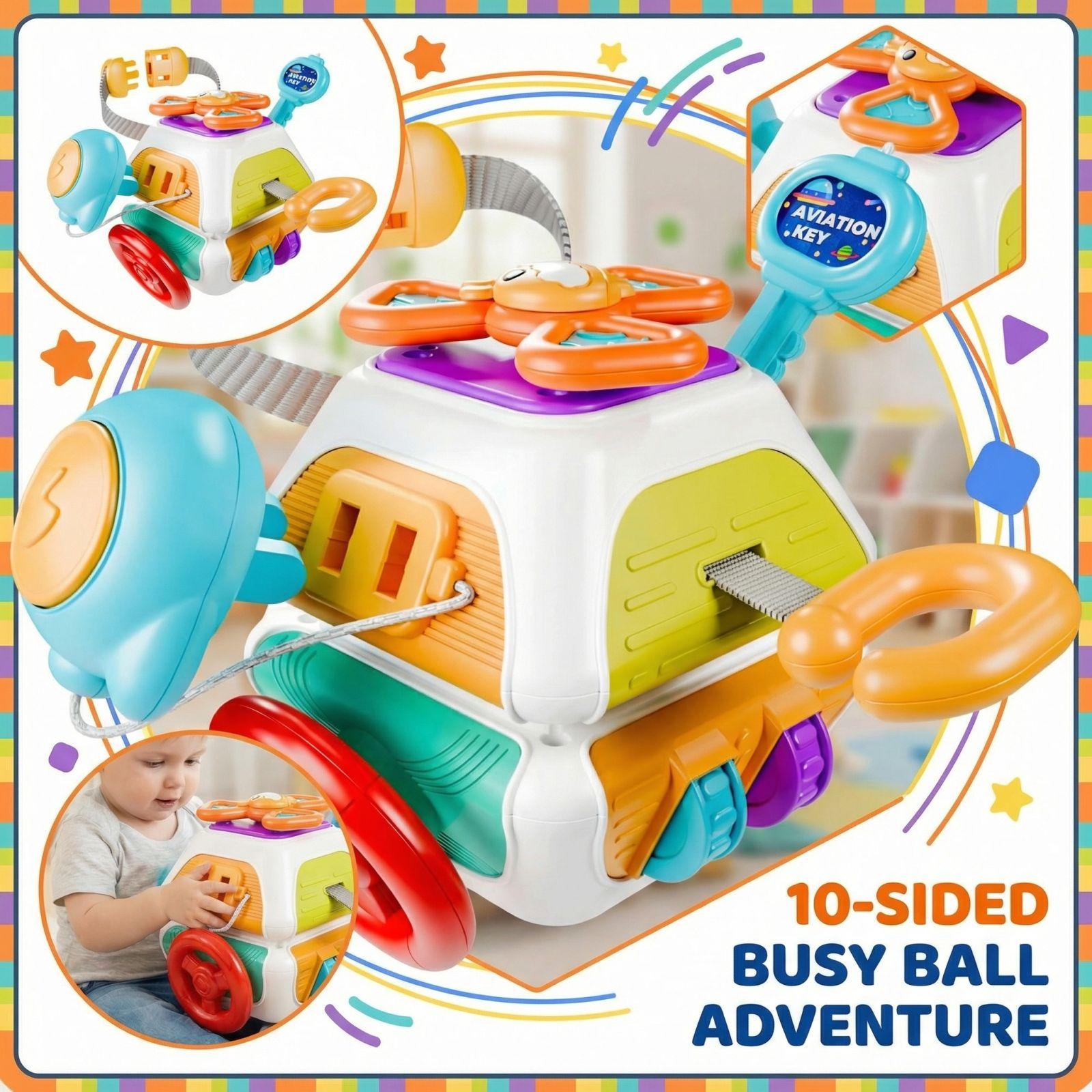 

Baby Early Education Decahedron Busy Ball Educational Multi Functional Toy For Boys And Girls, Fine Motor Skills Training Gift One Size