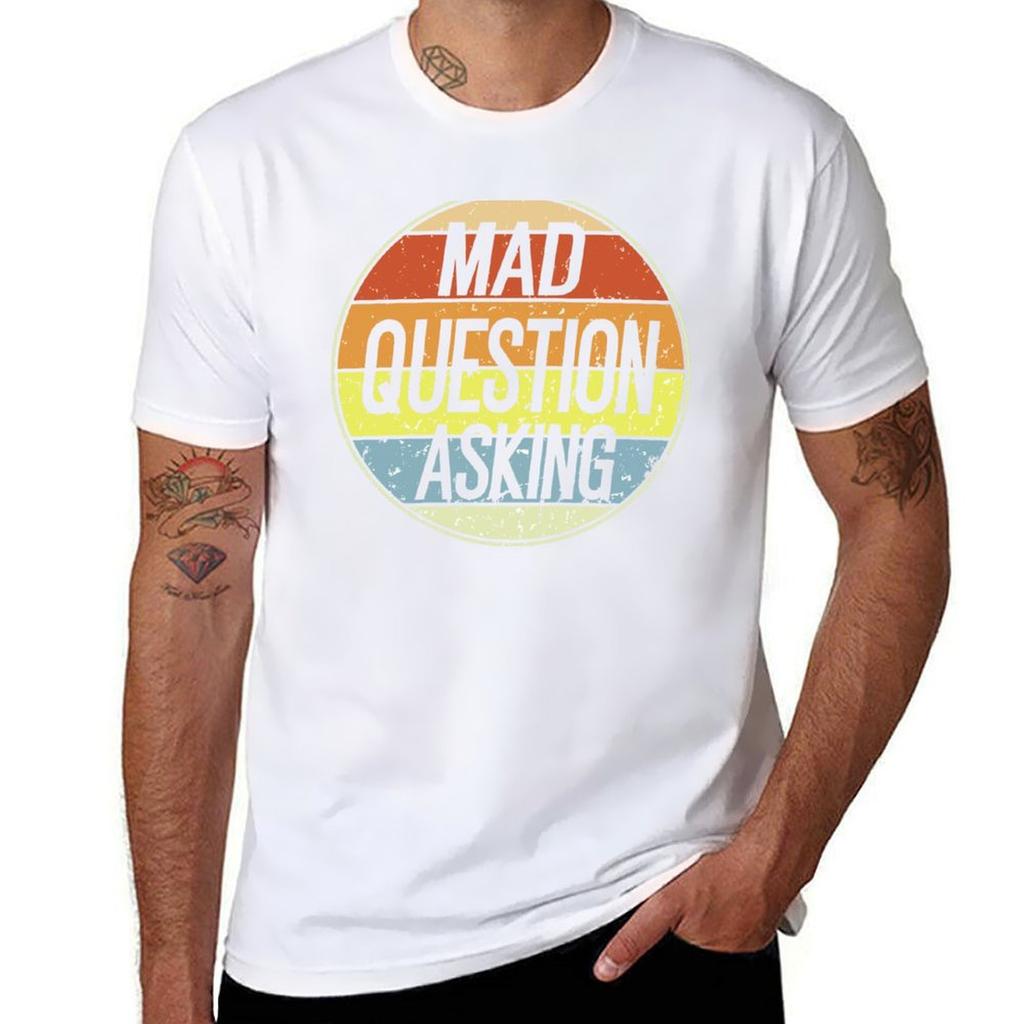 Mad Question Asking Vintage Tshirt Sports Casual Short Sleeve Cotton Tee
