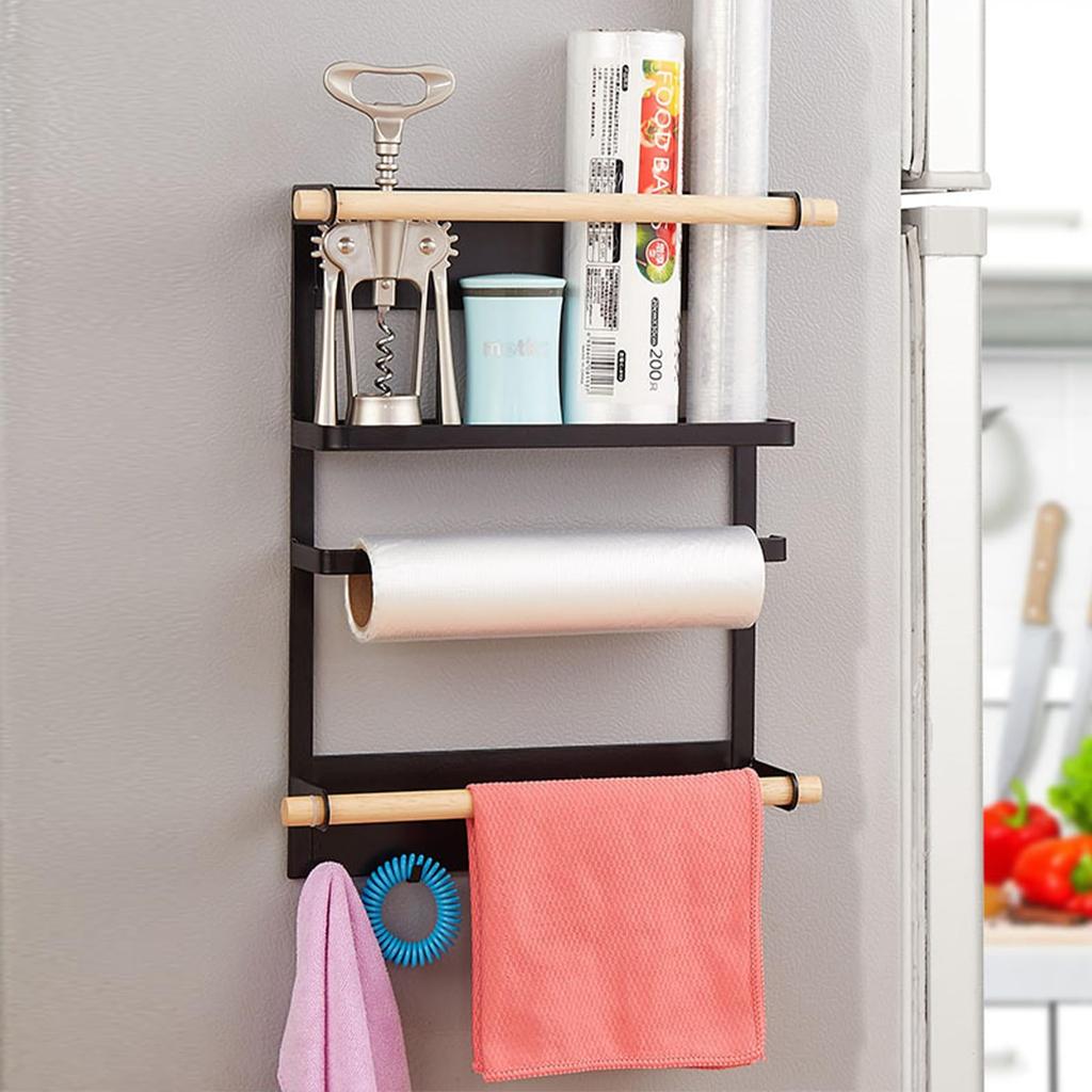 Magnetische Kühlschrank-Seitenregalplatte Küchenpapierrollenhalter Kühlschrankseite Magnet Küchenaufbewahrung Frischhaltefolienhalter Küchen Sonstiges Küche