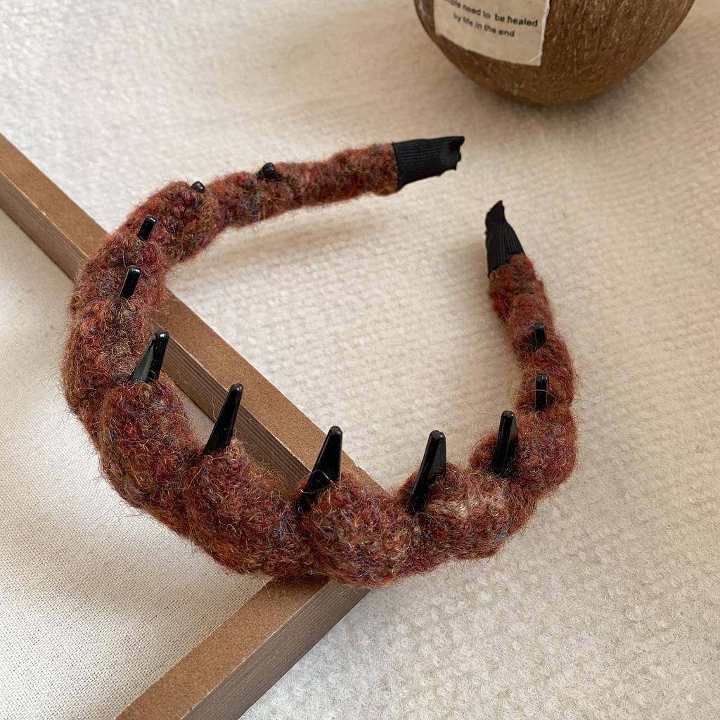 Autumn and winter retro Maillard wool woven headband headband high cranial top temperament hair accessories women