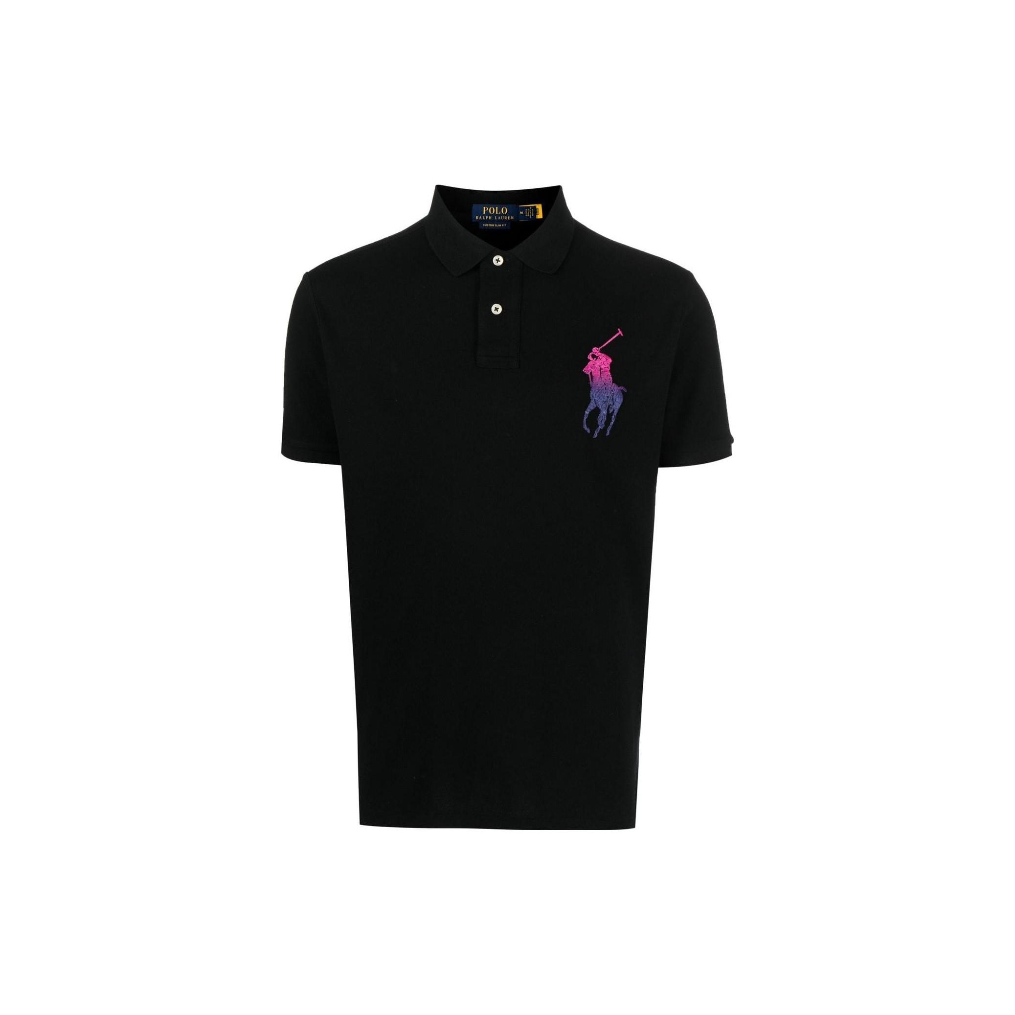 

Polo Ralph Lauren FW22 Логотип Градиентная Вышивка Вертикальная Застежка Короткий Рукав Рубашка Поло Мужские топы Черный 710890779-001 XL