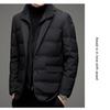 High-End Quality 90% Grey Duck Down Scarf Collar Fake Two-Piece Suit Jacket Winter Business Casual Fashion Puffer Doudoune Homme