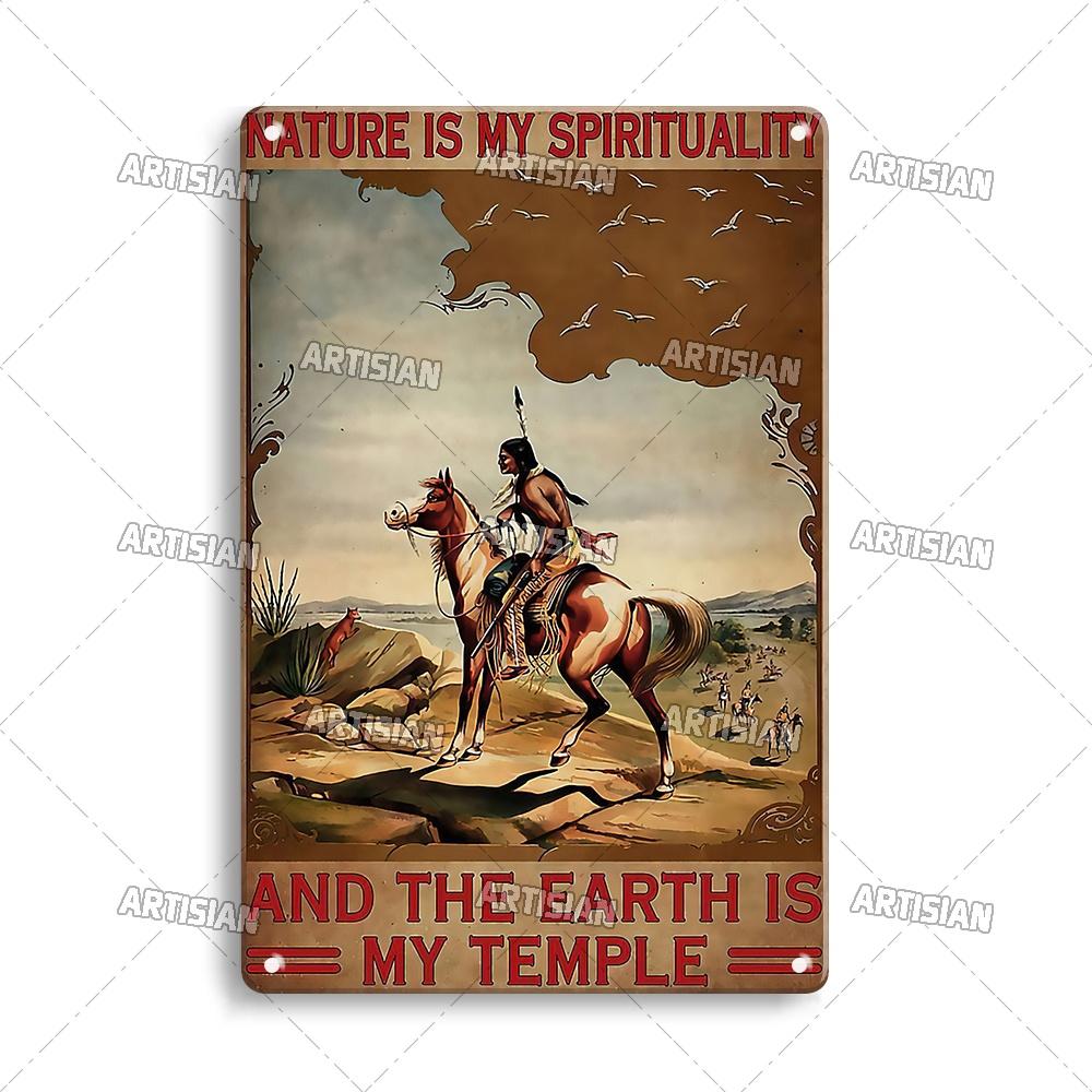 Vintage Native Girl Metal Plaque Artisan Native American Tin Sign Wall Art for Bar Cafe Man Cave 20x30cm(7.8x11.8inch)