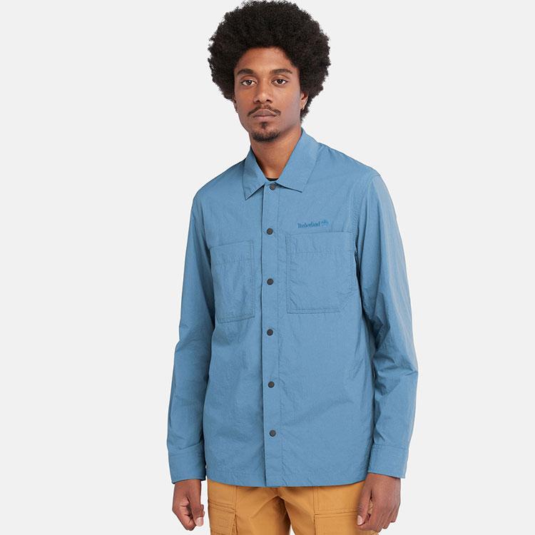 Timberland Urban Outdoor Solid Color Polo Button Comfortable Casual Long Sleeve Shirt Men shirts Navy-Blue A689S-DJ5