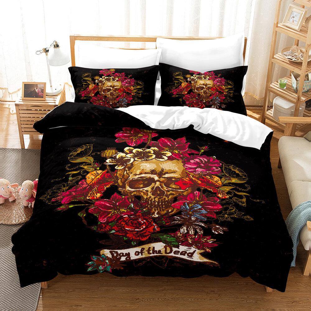 3D Digital Printing Quilt Set Three-Piece Skeleton