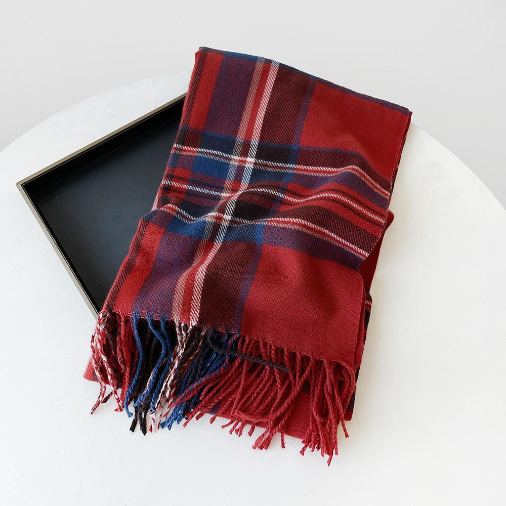 Plaid scarf high-end imitation cashmere scarf female autumn and winter tide warm student couple scarf shawl