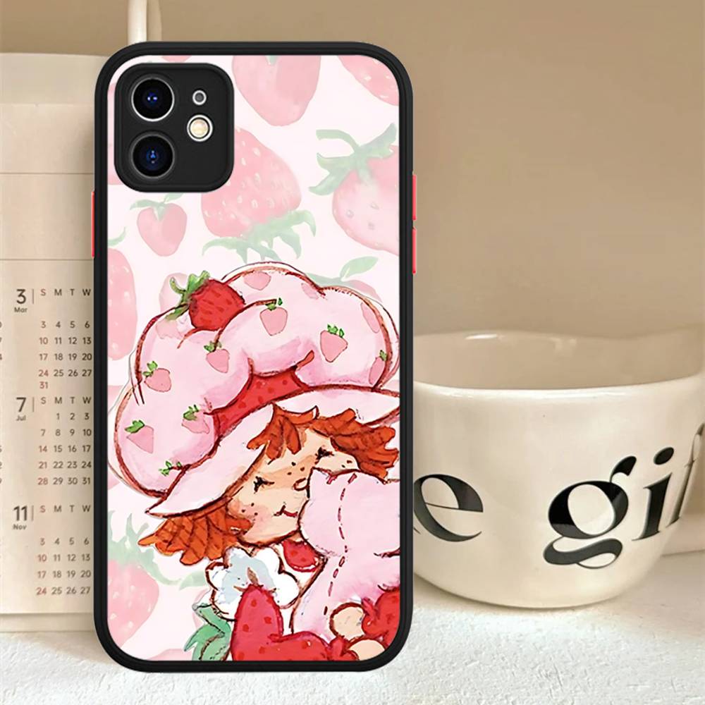 S-Strawberry-shortcake Girl For IPhone 11 12 13 14 15 16 Pro Max Plus X XS MAX Back Cover Matte Phone Case