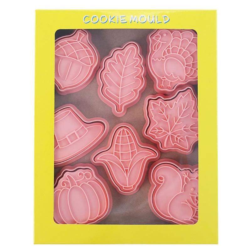 Set of 16 Thanksgiving Themed Cookie Cutters Plastic Material Biscuit Moulds Cookie Cutters Cookie Baking Accessories
