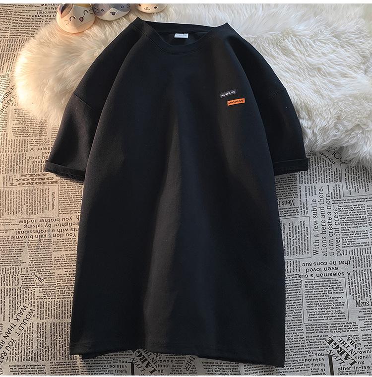 Men's Oversized American Retro Short-Sleeve T-Shirt with Small Collar - Trendy Summer Cotton Style