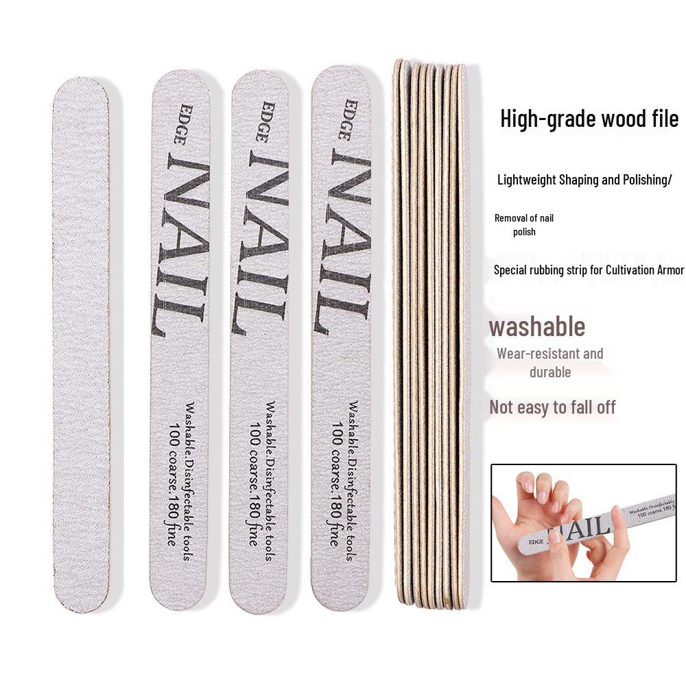 Premium Wooden Nail File for Manicurists - Ultra-thin, Washable, Ideal for Acrylic, Gel, and Natural Nails.