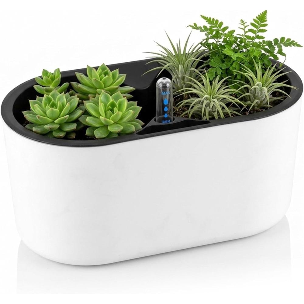 

Self-watering flower pot, 10-inch automatic plastic plant pot with water level indicator, indoor pot with drainage
