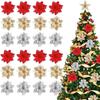 5pcs Glitter Pink Christmas Flowers Xmas Tree 14cm Artifical Flower Ornaments 2025 Merry Christmas Decoration For Home New Year
