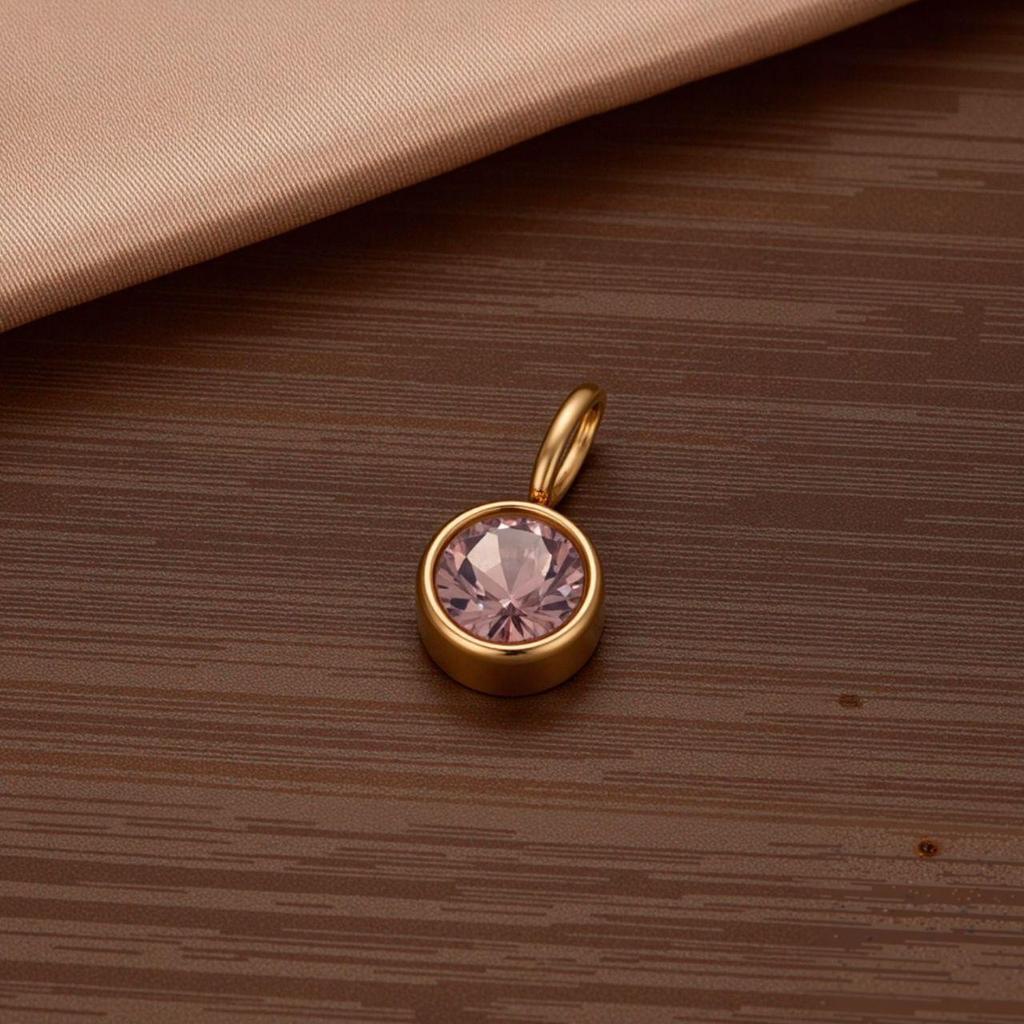 Polished Stainless Steel Birthstone Pendant with Vacuum Electroplating and Retro Design