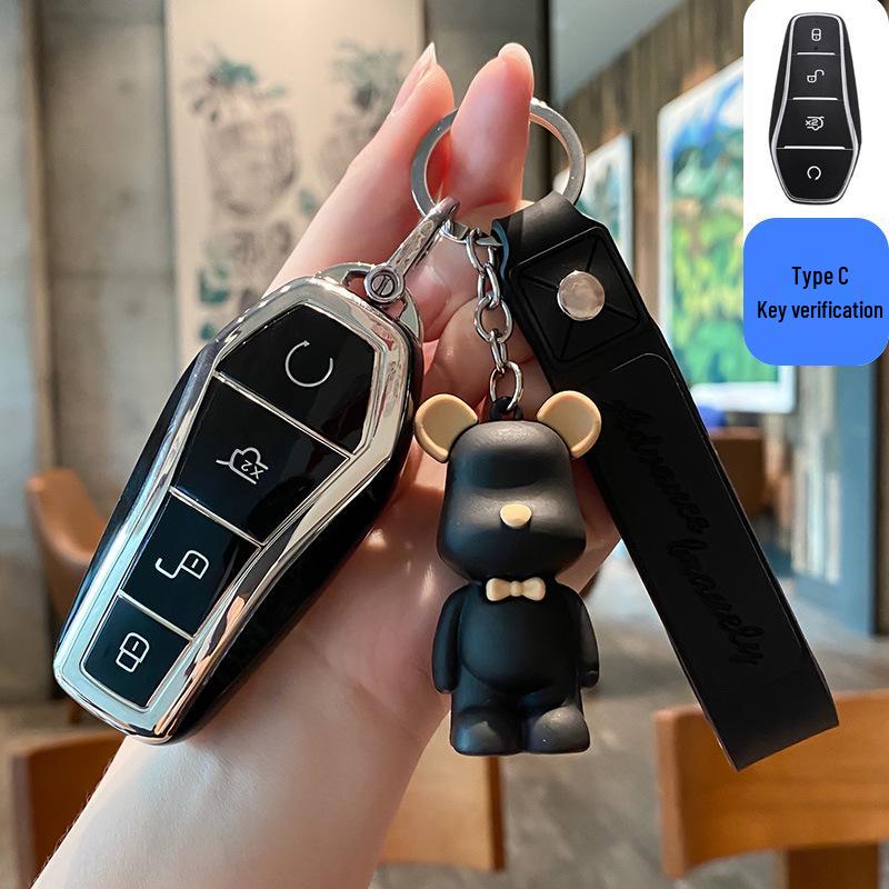 BYD Dolphin Key Case for Han Song, Tang DM-i, Qin Pro/Plus, Yuan, and E2 - Car Shell Buckle Bag.