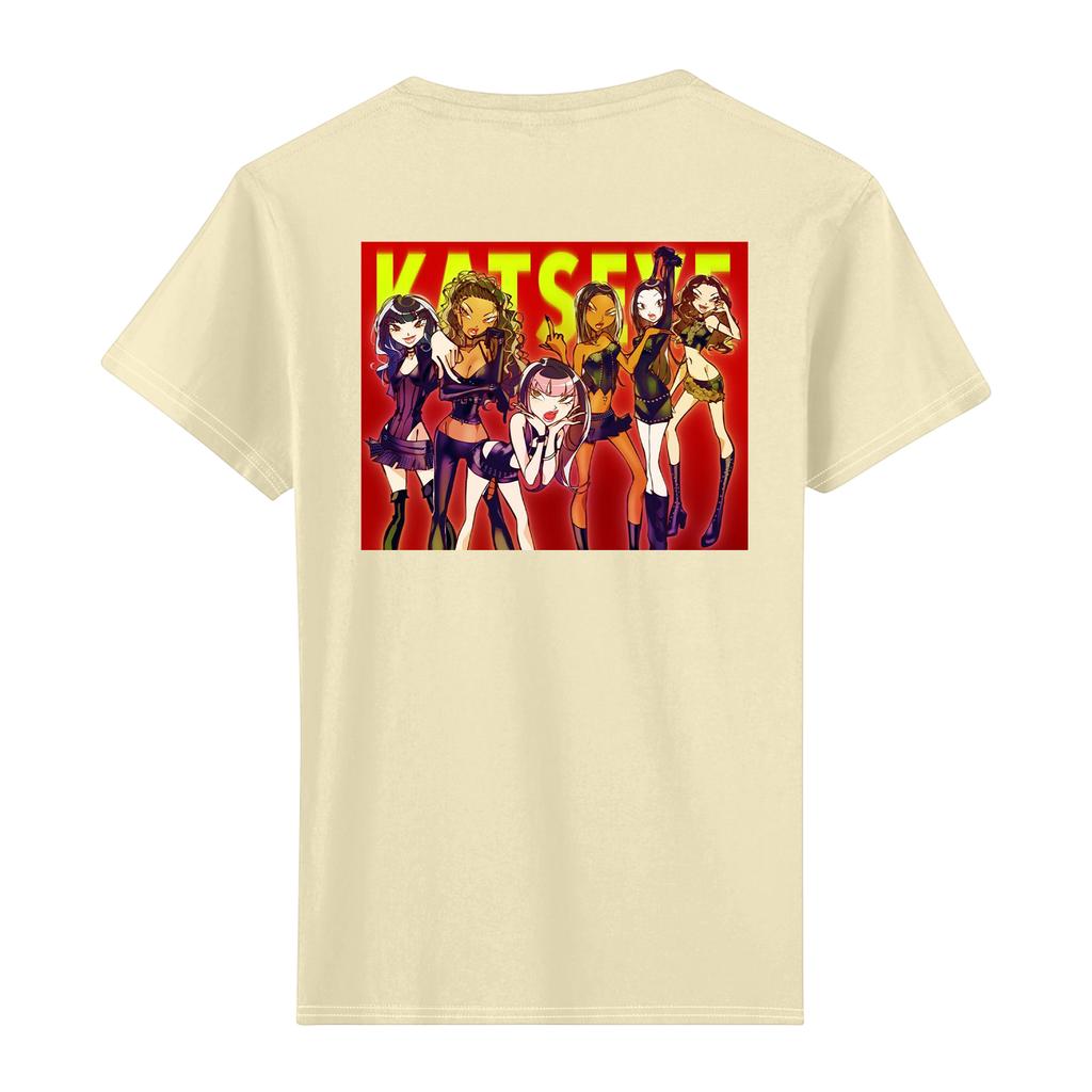 Kvinners avslappet trykket t-skjorte rund hals genser kort ermet topp