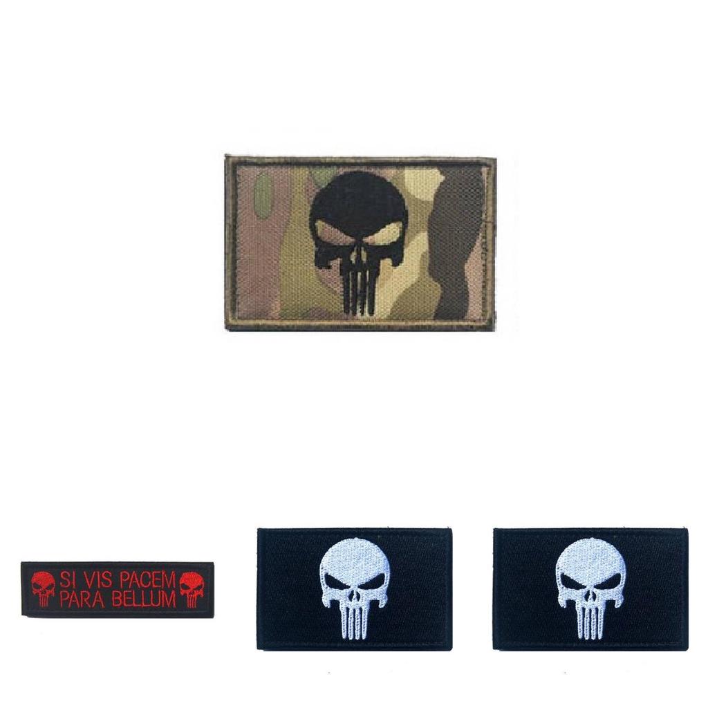 Military Enthusiast Punisher Embroidered Arm Patch Hook Backing For Tactical Hats And Gear