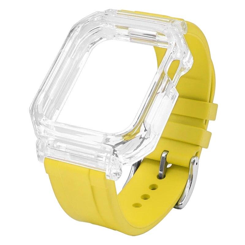 Sports Bracelet For Apple Watch Band 44mm 45mm Mod Kit Rubber Luxury Transparent Silicone Case for Iwatch Series 8 7 6 SE 5 4