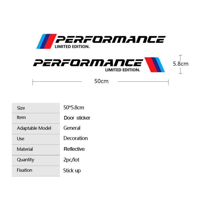 2 st M Performance Limited Edition Klistermärke Bildörr Midjelinje Dekoration Märke Styling För BMW E46 E39 E38 E90 E60 Z4 X3 X5 X6