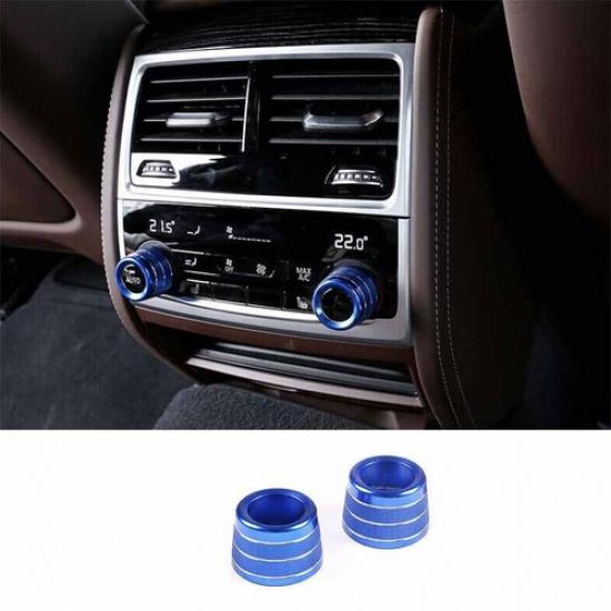 For BMW 7 Series Blue Aluminum 2016- Knob Cover Trim Air Conditioner Button