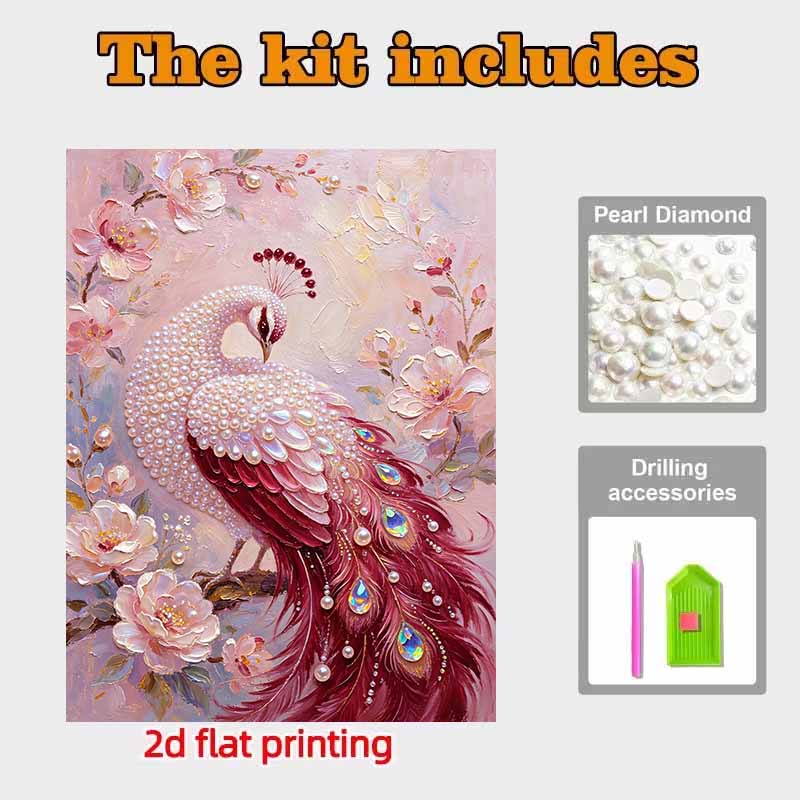 Animal series peacock pearl painting diy selfadhesive handmade home decoration painting as a gift