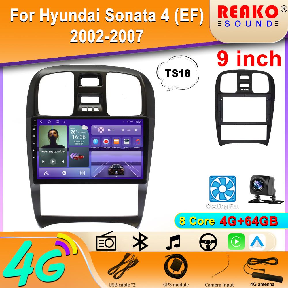 Wireless Car Stereo for Hyundai  Sonata 4 (EF) 2002-2007 CarPlay Android Auto IPS Touchscreen Car Radio with Backup Camera GPS