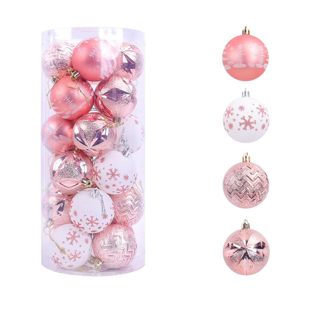 24pcs Shatterproof Painted Christmas Balls Pendant Christmas Tree Pendants Holiday Party Ornament