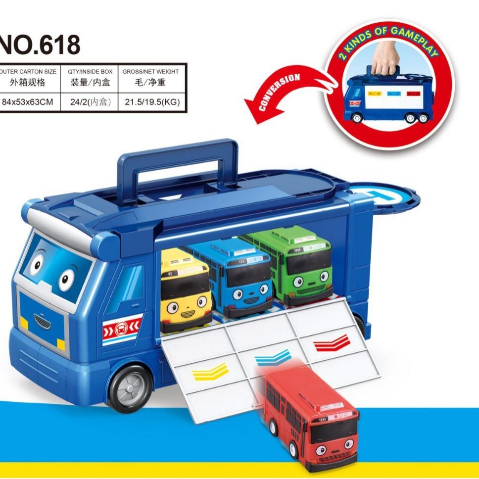 Tayo Minibus Slingsho Warrior Car Toy Set Diy Track Tayo Cartoon Car Toy Collection Car Model Holiday Gift
