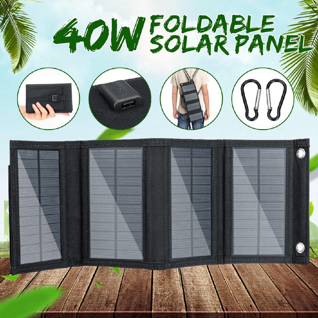 5V 40W Portable Solar Panel Folding Foldable Solar Panel Bag USB Port Waterproof Charger Mobile Power Bank Phone Battery