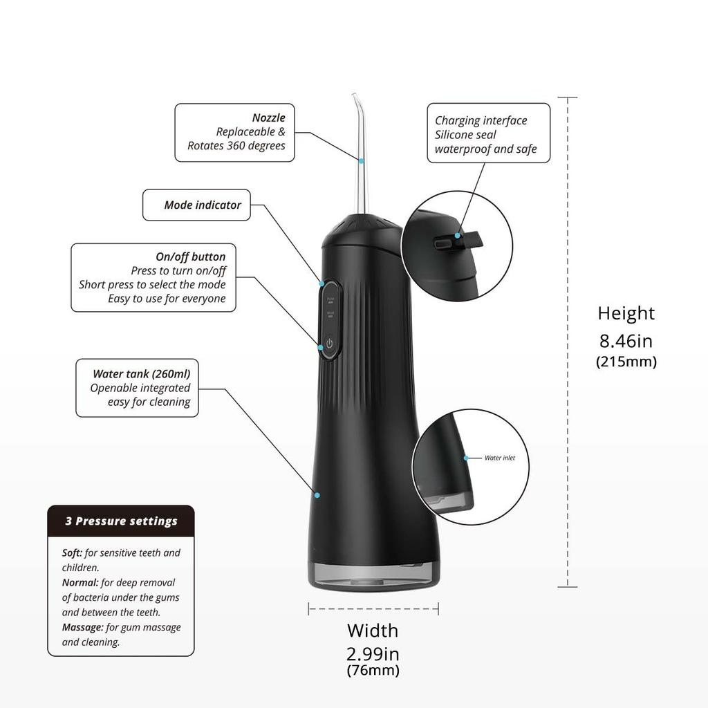 Electric Tooth Flusher Household Portable Waterproof Tooth Scrubber Removes Oral Odor Portable Tooth Scrubber