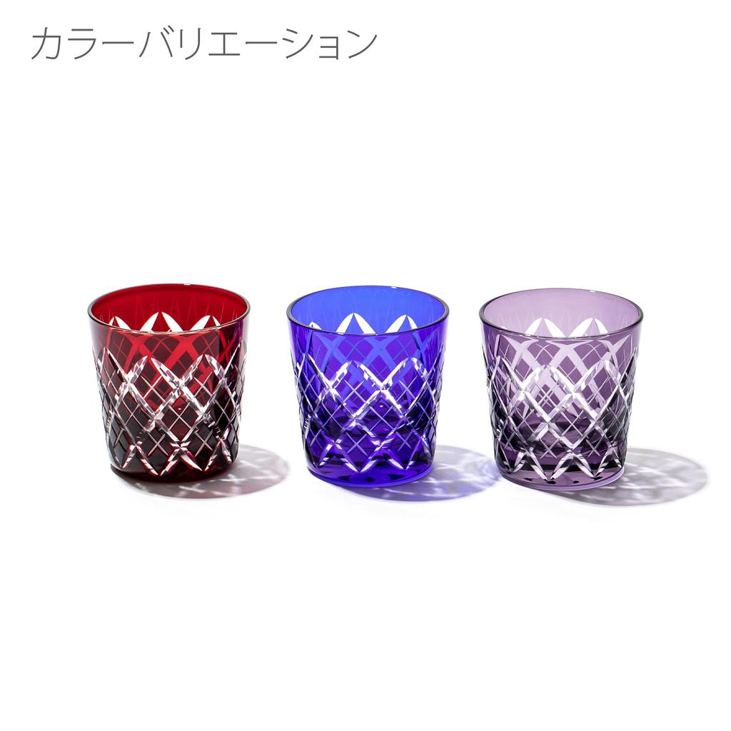 [Official Taiburo Workshop] Edo Kiriko Yaraimon Chilled Sake Cup (Edo Purple) TB90152-1M, Wooden Box, Made In Japan