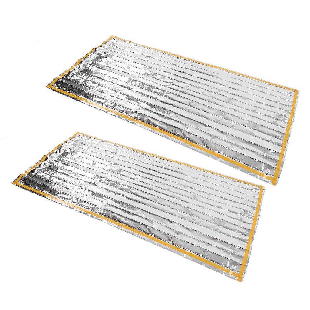 2PCS Emergency Blankets 200x100cm Foldable Space Blanket Sun Protection Tear Resistant Survival Blanket for Camping