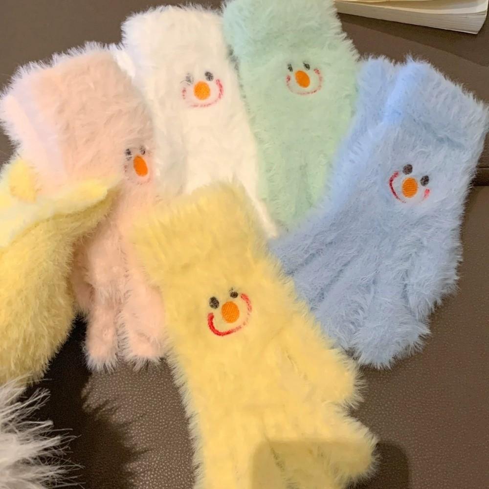 Fleece Lining Faux Mink Fur Gloves Fluffy Cycling Gloves Stylish Winter Warm Gloves For Students