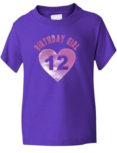 Geburtstag Mädchen 12 Jahre zwölf Mädchen Kinder T-Shirt in Glitzer Geburtstagsgeschenk Alter 1-13Wird in neuem Fenster oder Tab geöffnet