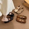 Mary Jane Shoes Women's Spring and Summer French Small Leather Shoes Soft-soled Flat-soled Grandma Shoes Ladyshoes Evening Breeze Gentle with Skirt Si