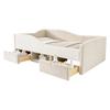 Upholstered Bed Children's Bed 90*190, Multifunctional Bed With Two Drawers and Fences, Skin-friendly Velvet Fabric, Without Mattress Beige