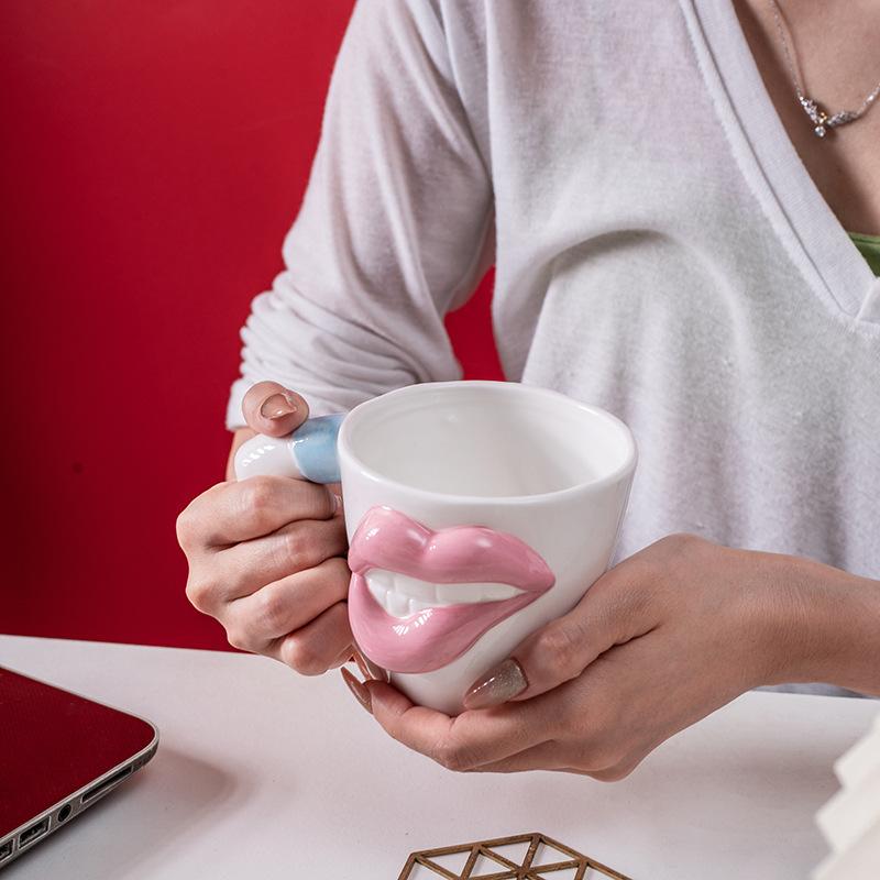 Creative Personalized Ceramic Mug, Water Cup, Milk Cup, Home Gift Cup, Coffee Cup, Valentine's Day High-value Couple