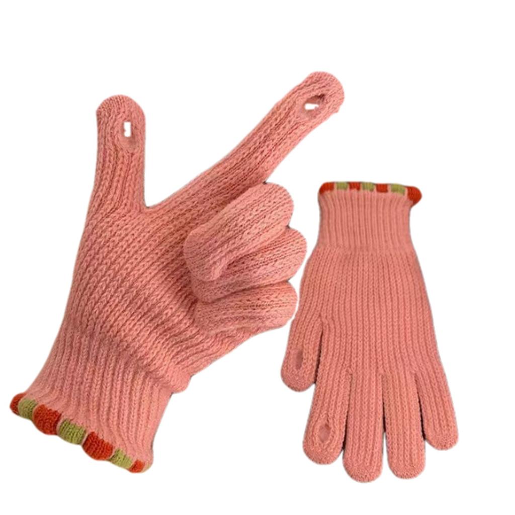 Knitted Five Finger Gloves with Loop Design and Ribbed Cuffs for Everyday Use and Comfortable Hand Protection