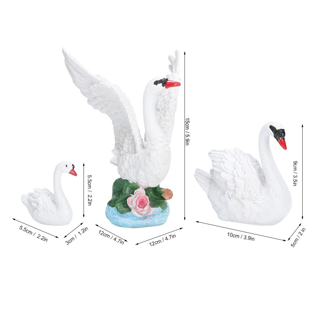 3pcs Lawn Garden Courtyard Resin High Simulation Swan Decoration Animal Ornament