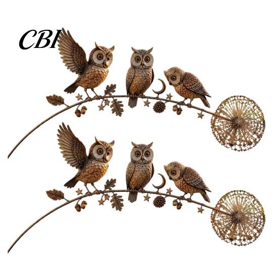 Flower Bed Garden Ornament Animal Stake, Rustic Yard Art Decorations with Dandelion Accent, Metal Peaceful Memorial Decor Sculpture for Lawn Patio And