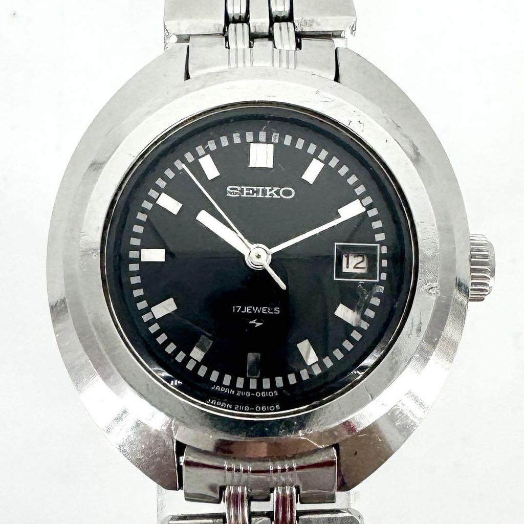 [USED] Working SEIKO Lady Sports Hand-Wound Watch, Black, 17 Jewels