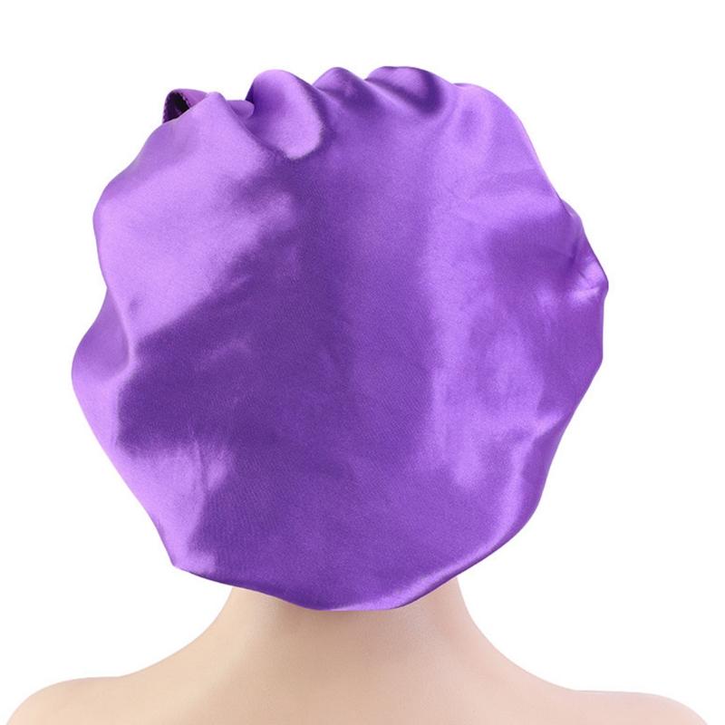 Sleep Cap Satin Bonnet Night for Head Cover Wide Elastic Band Sleeping Soft Adjustable Ribbon Strap Hair Turbans for Wom