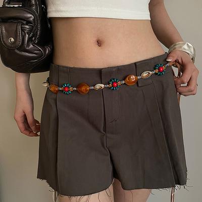 Bohemian Style Woven Waist Rope Ethnic Style Beaded Women Belt Casual Vacation Style Waist Rope Clothing Accessories Gifts