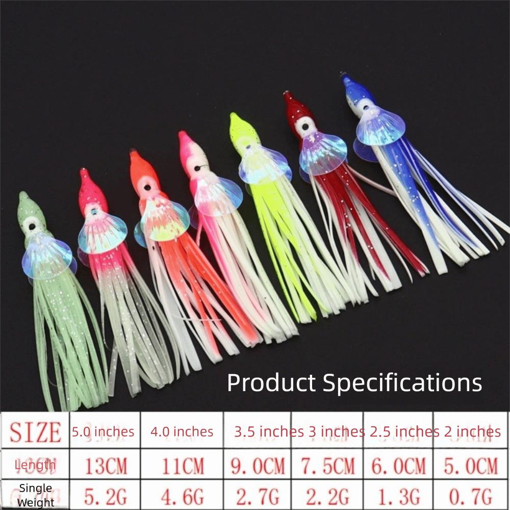 5pcs Glow-in-the-Dark Soft Rubber Octopus Skirts Soft Rubber Trolling Bait  Night Fishing