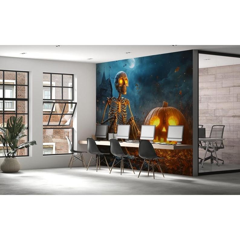 Skull Pumpkin Lantern tapestry 75x100 чёрный
