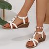 Fashion Summer Woven Wedges Rome Sandals Women 2025 Plus Size 36-42 Elastic Band Sandles Woman Lightweight Slip On Beach Sandalias Mujer