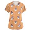 Women's V-Neck Short Sleeve Scrub Top with Pockets, Halloween Print Work Shirt for Clinic and Daily Wear